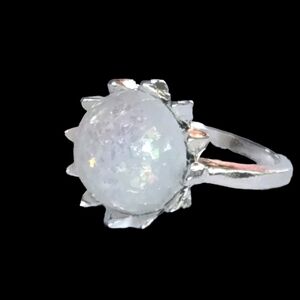 FIRE OPAL ROUND TITANIUM FOREVER WEAR SILVER NEW SIZE  6 ELEVATE YOUR STYLE RING